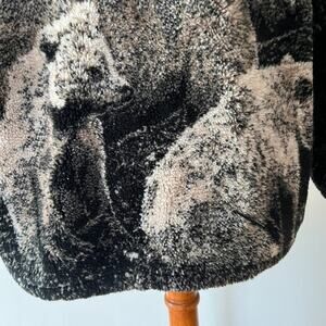 Vintage Jacket Medium 90s Sweater Unisex Plush Fleece Zip Bear Mountain Cozy